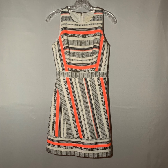 Kate Spade Striped Dress - Black, White, Orange. Size 0, EUC - Picture 1 of 6